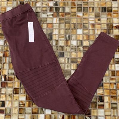 NWT ABOUND Burgundy Pull On Leggings with Moto Style Accents~XXS/2XS